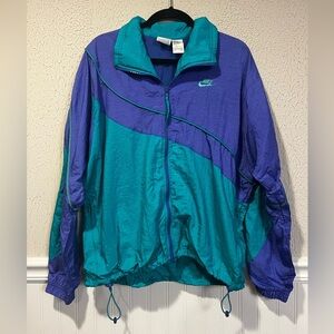 Nike Vintage 90s Purple and Teal full zip Windbreaker Jacket size large